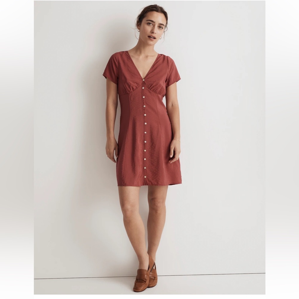 Madewell Shirred Button Front Mini Dress